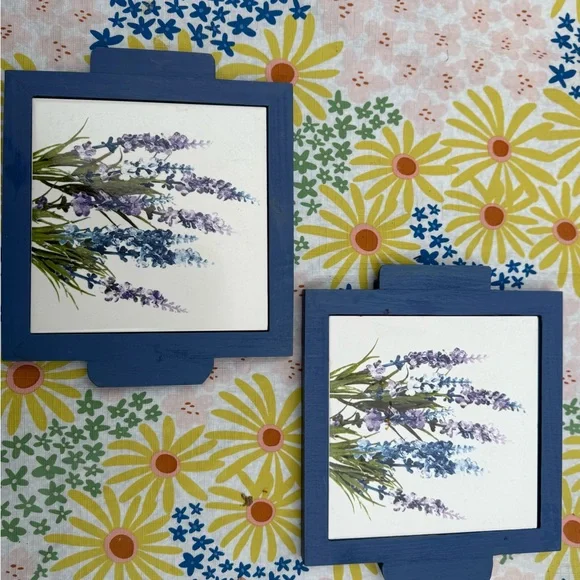 Italian Handpainted Vintage Floral Ceramic Tile Wall Art Set - Picture 3 of 3